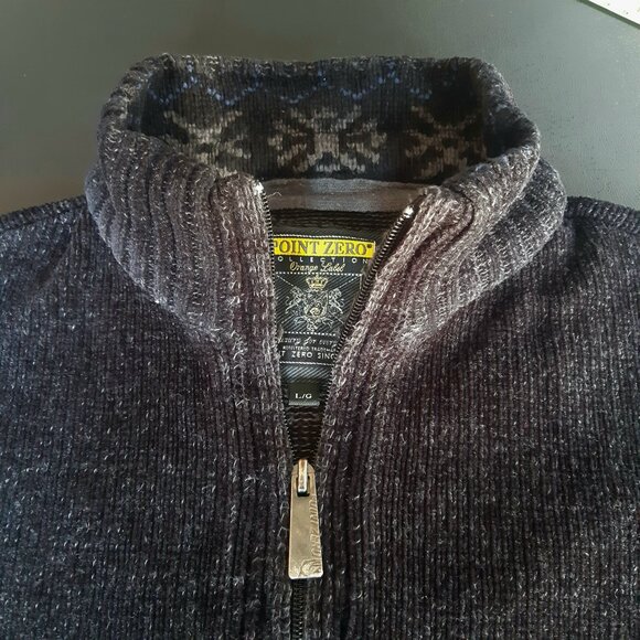 Point Zero SZ L Black Chenille Men's Quarter Zip Sweater - Picture 6 of 15